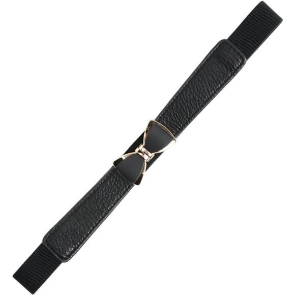 Womens 1" Width Bow Skinny Elastic Waist Belt Stretchy Belt Thin Belt - Picture 4 of 7